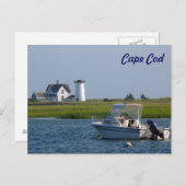 Boat en vuurtoren Chatham Cape Cod Briefkaart (Voorkant / Achterkant)
