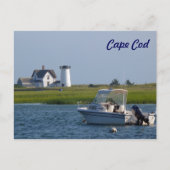 Boat en vuurtoren Chatham Cape Cod Briefkaart (Voorkant)