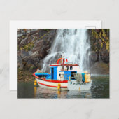Boat en waterval briefkaart (Voorkant / Achterkant)