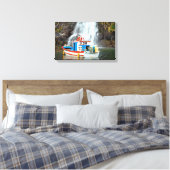 Boat en waterval canvas afdruk (Insitu (Slaapkamer))