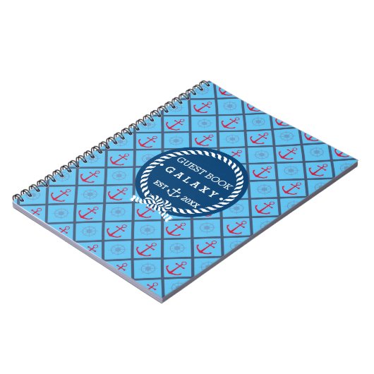 Boat Guest Book I Nautical Icons Turquoise Blue Notitieboek (Linkerzijde)