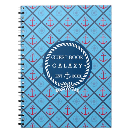 Boat Guest Book I Nautical Icons Turquoise Blue Notitieboek (Voorkant)