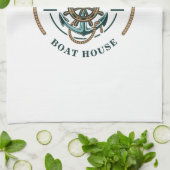 Boat House Anchor Boat Wheel Year Est Persoonlijk Theedoek (Gevouwen)