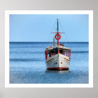 Boat in Restful Ocean Print