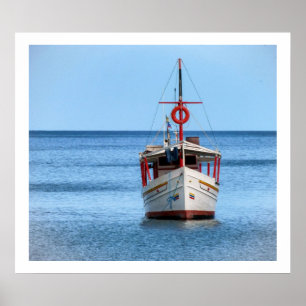Boat in Restful Ocean Print