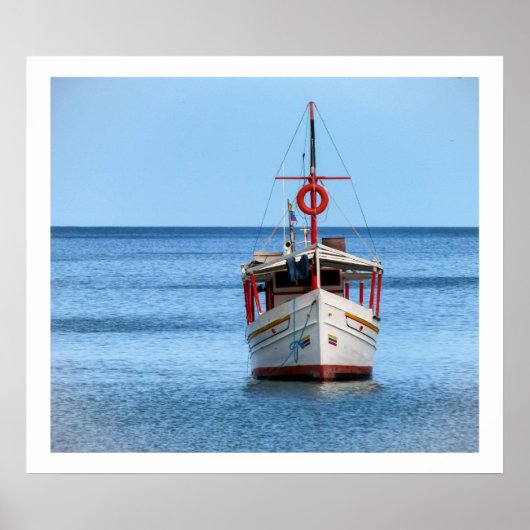 Boat in Restful Ocean Print (Voorkant)