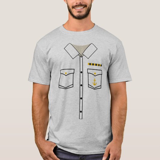 Boat Kapitein Uniform Costume Halloween T-shirt (Voorkant)