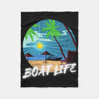 Boat Life Palm Tree Retro Beach Sunset Family Vaca Fleece Deken