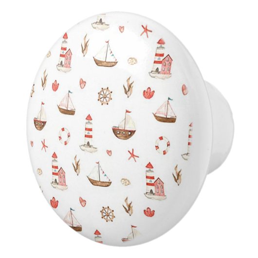 Boat & Lighthouse Ceramic Door Knob Keramische Knop (Rechts)