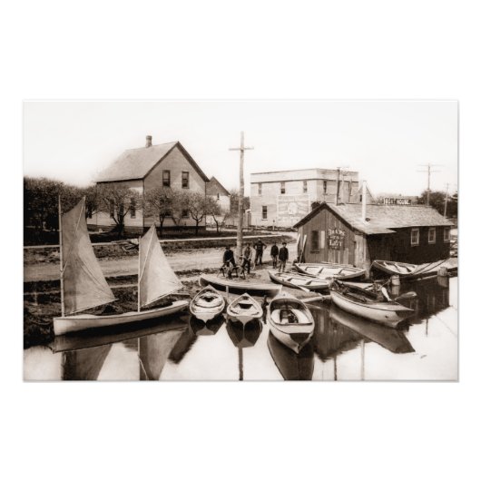 Boat Livery op de Belle River Marine City MI Foto Afdruk (Voorkant)