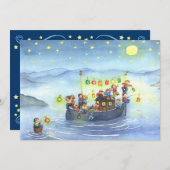 Boat met kinderen Uitnodiging op verjaardag (Voorkant / Achterkant)