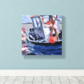 Boat met Red Buoy Canvas Afdruk (Insitu (Houten vloer))