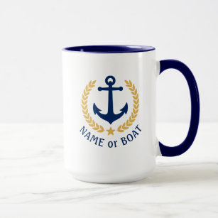 Boat naam Nautical Anchor Gold Style Grote  Mok
