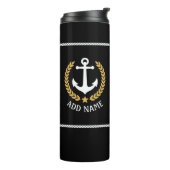 Boat naam Nautical Anchor Gold Style Laurel Black Thermosbeker (Gedraaid links)