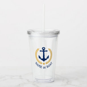 Boat naam Nautical Anchor Gold Style Star Acryl Drinkbeker