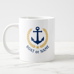 Boat naam Nautical Anchor Gold Style Star Grote Koffiekop