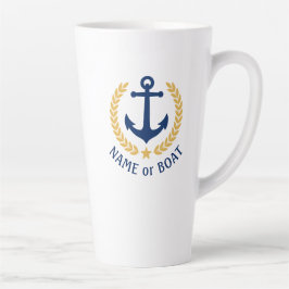 Boat naam Nautical Anchor Gold Style Star Latte Mok
