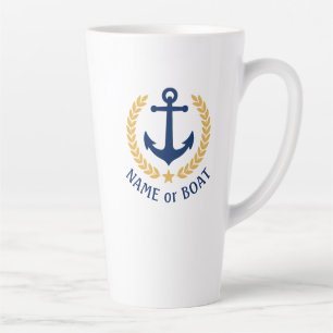 Boat naam Nautical Anchor Gold Style Star Latte Mok