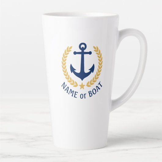 Boat naam Nautical Anchor Gold Style Star Latte Mok (Rechts)