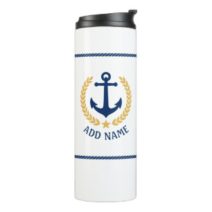 Boat naam Nautical Anchor Gold Style Star Thermosbeker