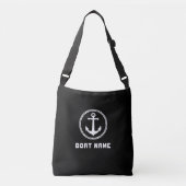 Boat naam Nautisch Zee Anchor Black White Crossbody Tas (Voorkant)