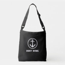 Boat naam Nautisch Zee Anchor Black White