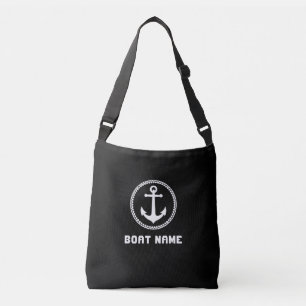 Boat naam Nautisch Zee Anchor Black White Crossbody Tas