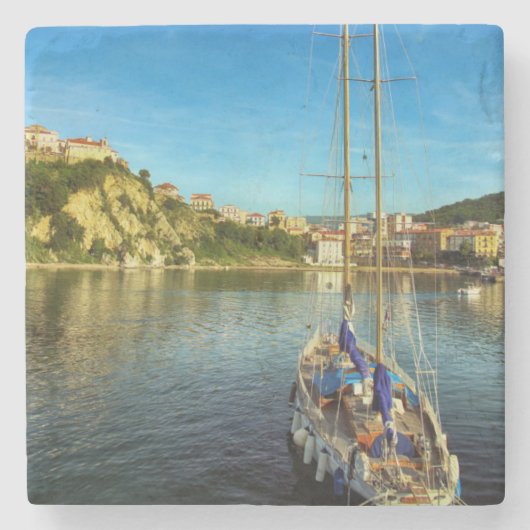 Boat Nadert Shore | Agropoli Stenen Onderzetter (Voorkant)