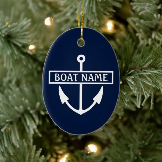 Boat Name Anchor Keramisch Ornament (Boom)
