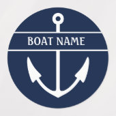 Boat Name Anchor Labels (Design 1)
