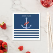 Boat Name Anchor, Navy Blue Stripes Servet (Insitu)