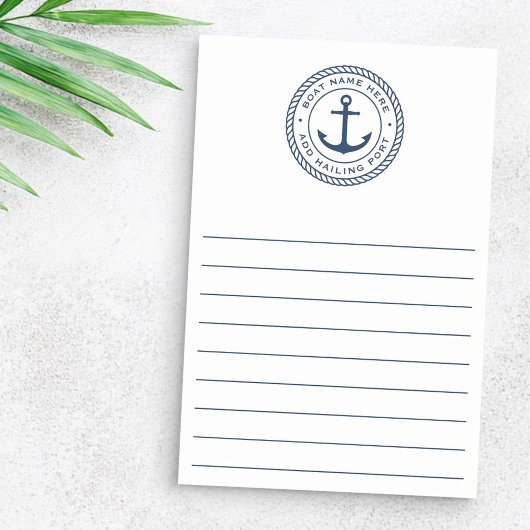 Boat name and hailing port nautical anchor post-it® notes