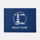 Boat Name Classic Nautical Lighthouse Navy Blue Deurmat (Voorkant)
