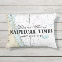Boat Name & Nautical Chart Welcome Aboard Florida Buitenkussen