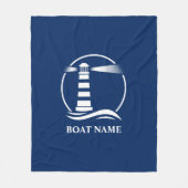 Boat Name Nautical Classic Lighthouse Navy Blue Fleece Deken (Voorkant)