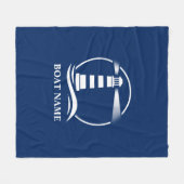 Boat Name Nautical Classic Lighthouse Navy Blue Fleece Deken (Voorkant (Horizontaal))