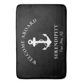 Boat Nautical Anchor Monogrammed Black Badmat (Voorkant Verticaal)