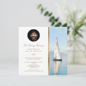 Boat Nautical Gold Memorial Service Kaart (Staand voorkant)