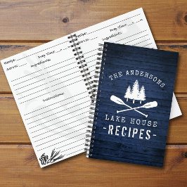 Boat Oars Trees Blue Wood Mini Recipe Notitieboek