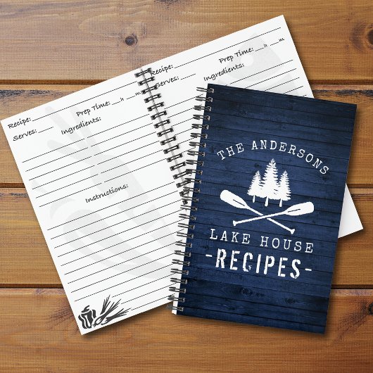 Boat Oars Trees Blue Wood Mini Recipe Notitieboek