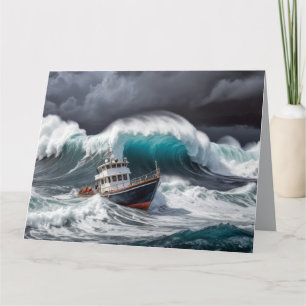 Boat Ocean Storm Majestic Krachtig Adembenemend Kaart