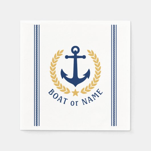 Boat of familienaam Anchor Laurel Rope Stripes Servet (Voorkant)