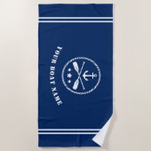 Boat of naam Nautical Anchor & Crossed Oars Navy Strandlaken (Voorkant)