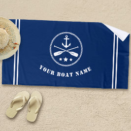 Boat of naam Nautical Anchor & Crossed Oars Navy Strandlaken