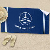 Boat of naam Nautical Anchor & Crossed Oars Navy Strandlaken