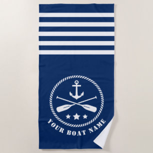 Boat of naam Nautical Anchor & Oars Paddles Navy Strandlaken