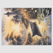 Boat on a Lake at Sunset Decoupage Tissuepapier (Voorkant)