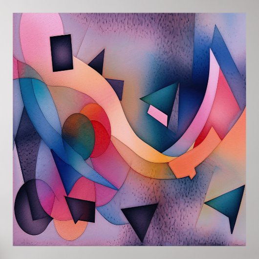 "Boat on Water" Hedendaagse Abstracte kunst Poster (Voorkant)