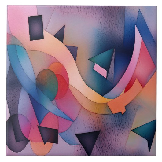 "Boat on Water" Hedendaagse Abstracte kunst Tegeltje (Voorkant)