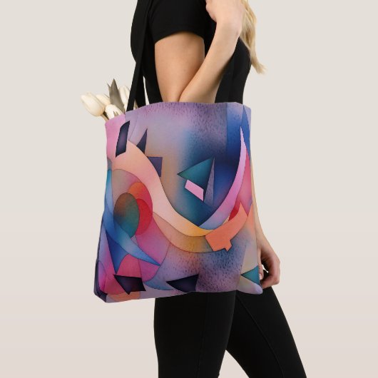 "Boat on Water" Hedendaagse Abstracte kunst Tote Bag (Dichtbij)